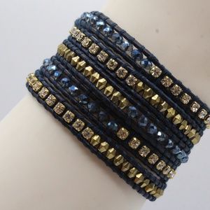 Chan Luu Blue Crystal Mix Wrap Bracelet #Chan01-R